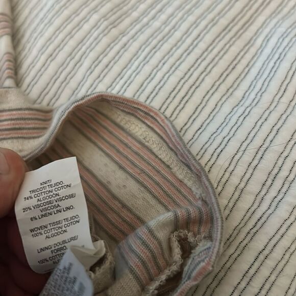 Lucky Brand Top Cream Novelty Striped Embroidered Size M - Picture 7 of 7